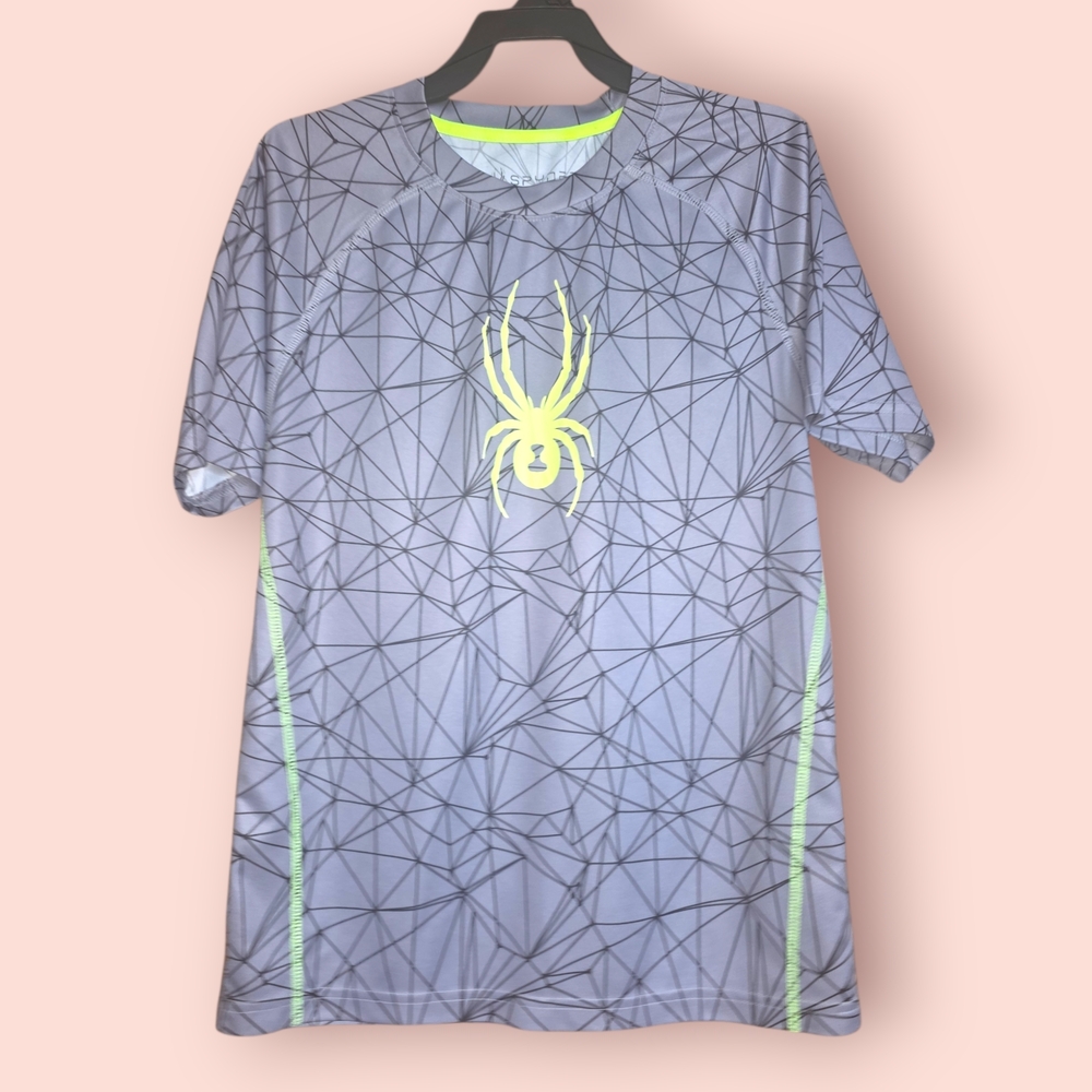 ^ Spyder Geometric Gray and Neon Green Tee